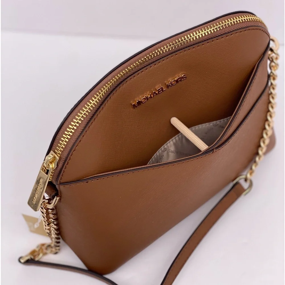 Michael Kors Jet Set Travel Medium Dome Crossbody Leather Luggage